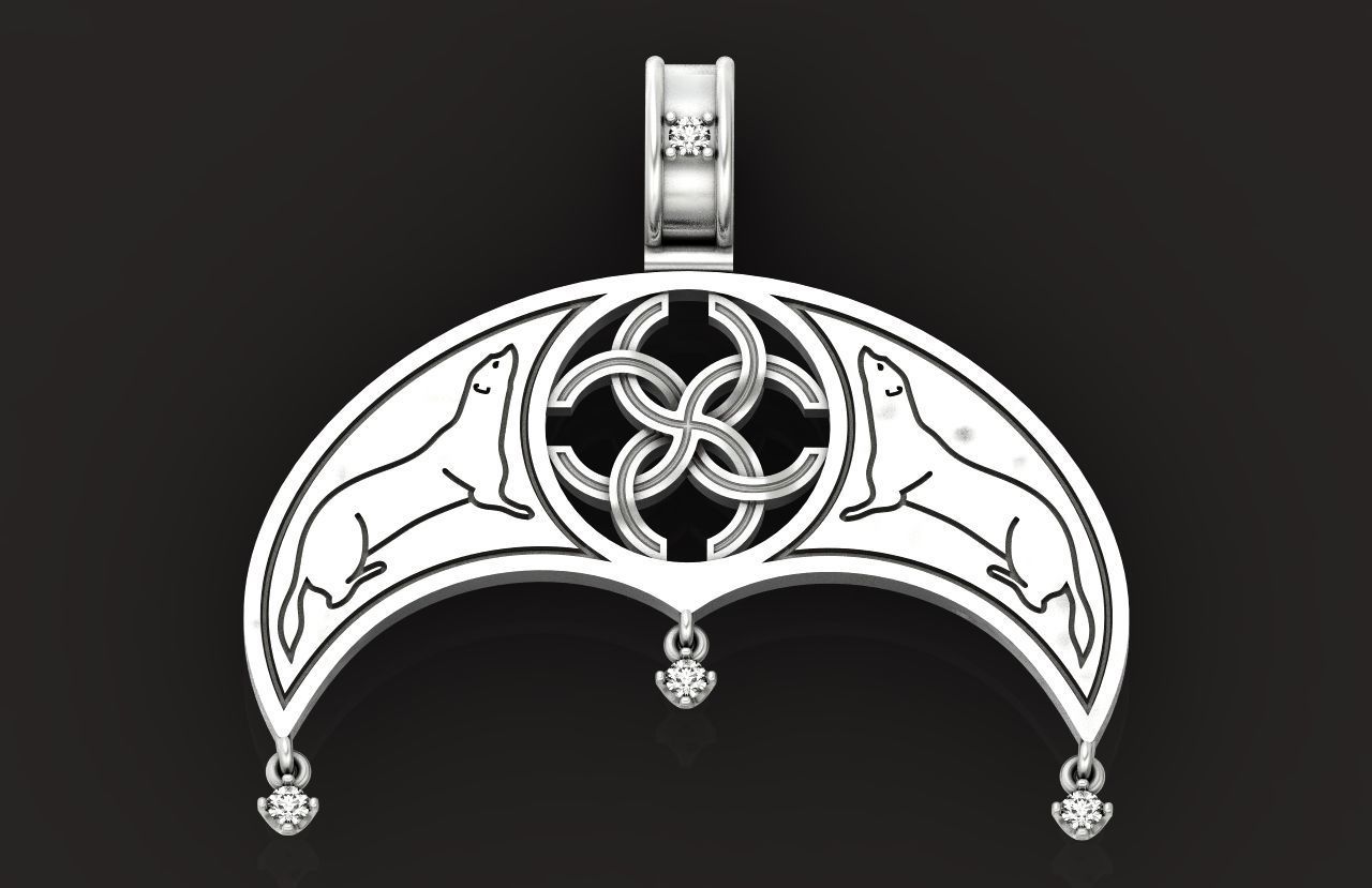 pendant amulet with marten ferret weasel and stones 599 3D print model_21