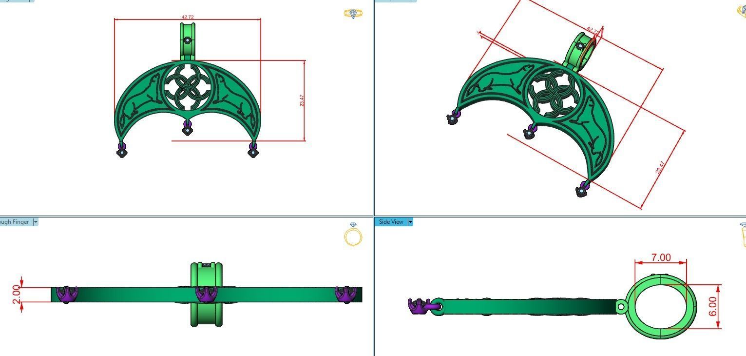 pendant amulet with marten ferret weasel and stones 599 3D print model_17
