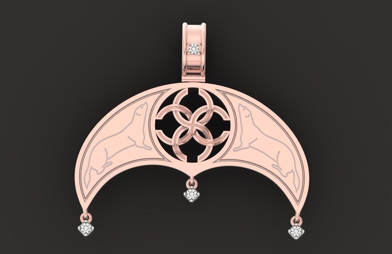 pendant amulet with marten ferret weasel and stones 599 3D print model_23