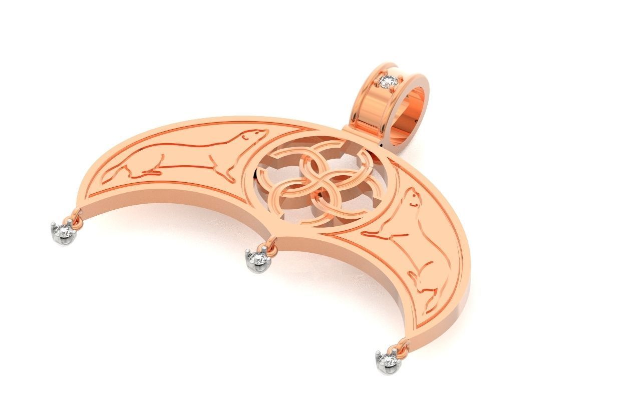 pendant amulet with marten ferret weasel and stones 599 3D print model_14