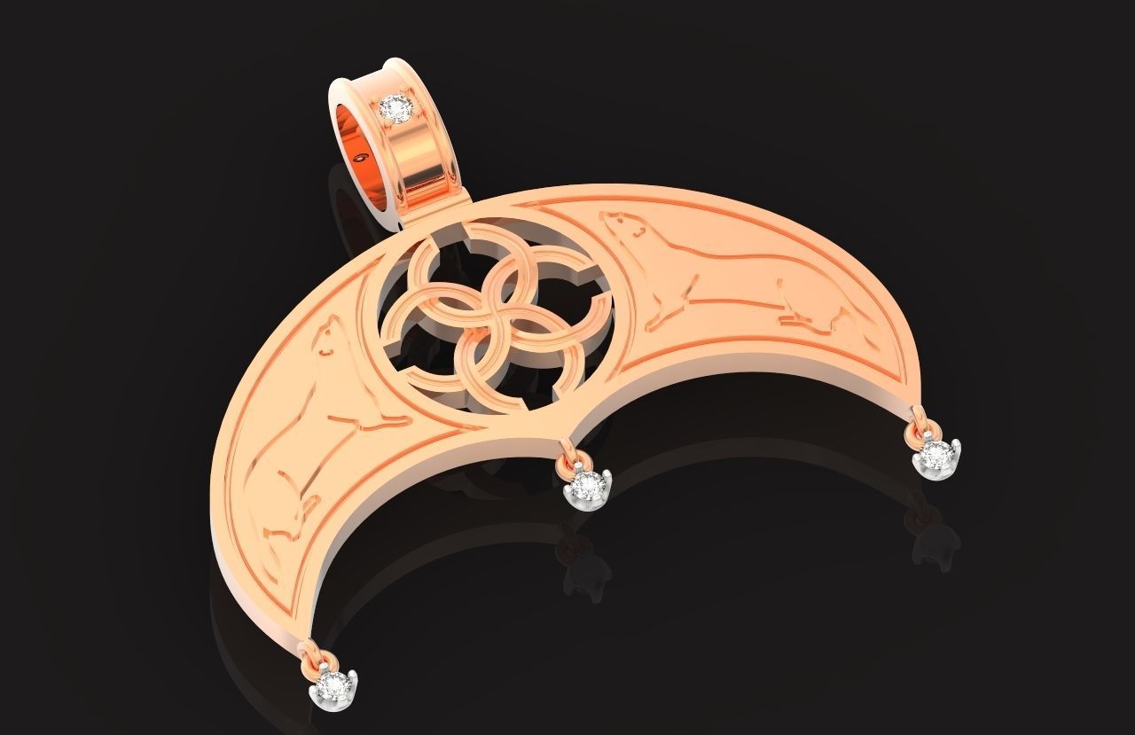 pendant amulet with marten ferret weasel and stones 599 3D print model_27