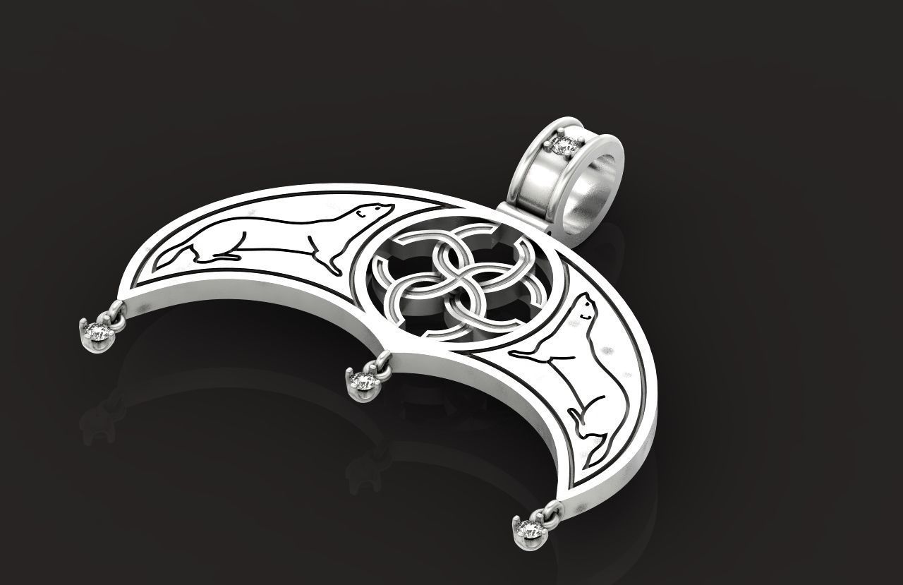 pendant amulet with marten ferret weasel and stones 599 3D print model_22