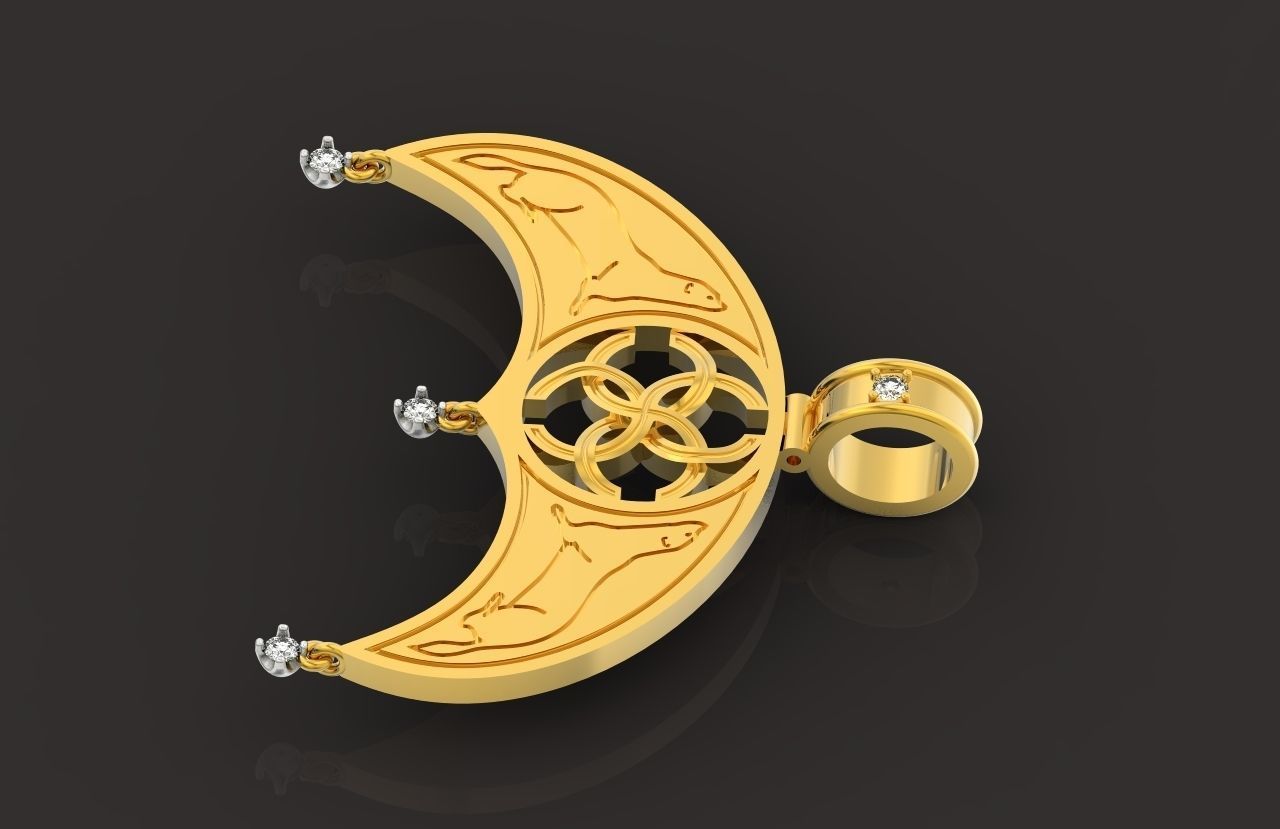 pendant amulet with marten ferret weasel and stones 599 3D print model_28