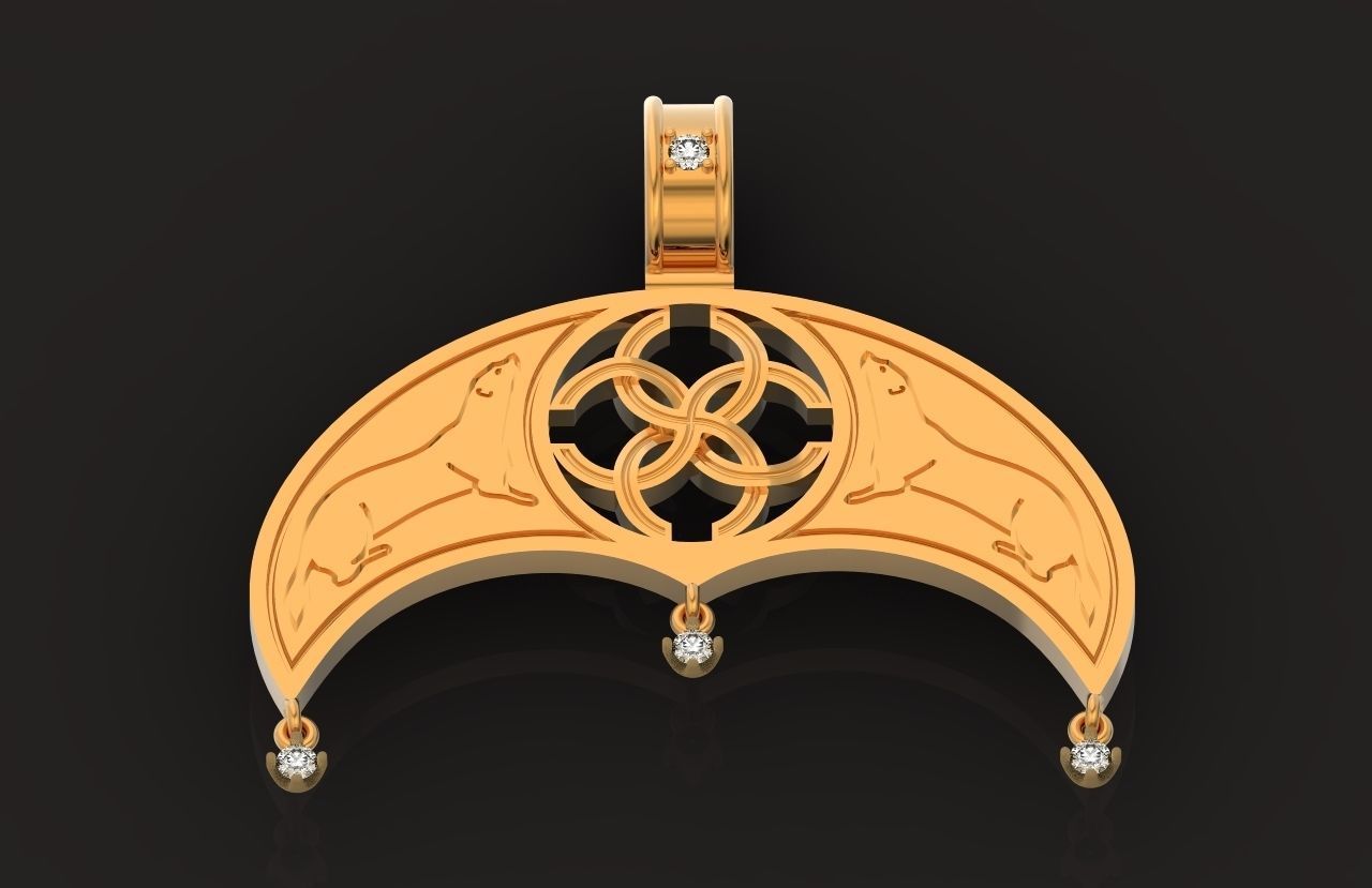 pendant amulet with marten ferret weasel and stones 599 3D print model_32