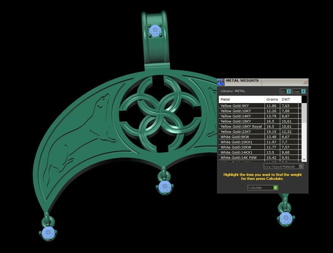 pendant amulet with marten ferret weasel and stones 599 3D print model_6