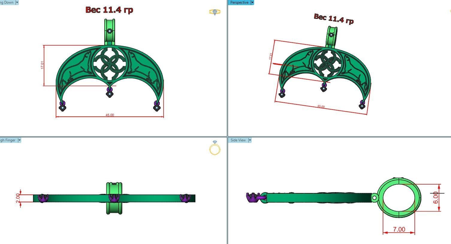 pendant amulet with marten ferret weasel and stones 599 3D print model_19