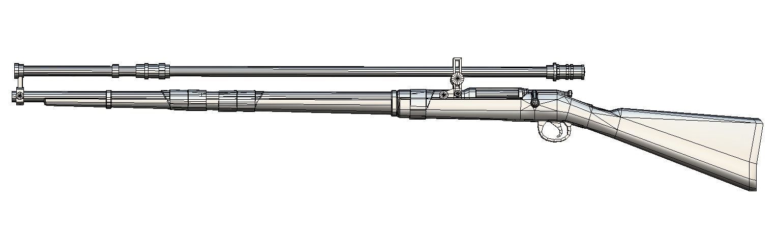High-precision Sniper Rifle 1 3D Model Low-poly 3D model_4
