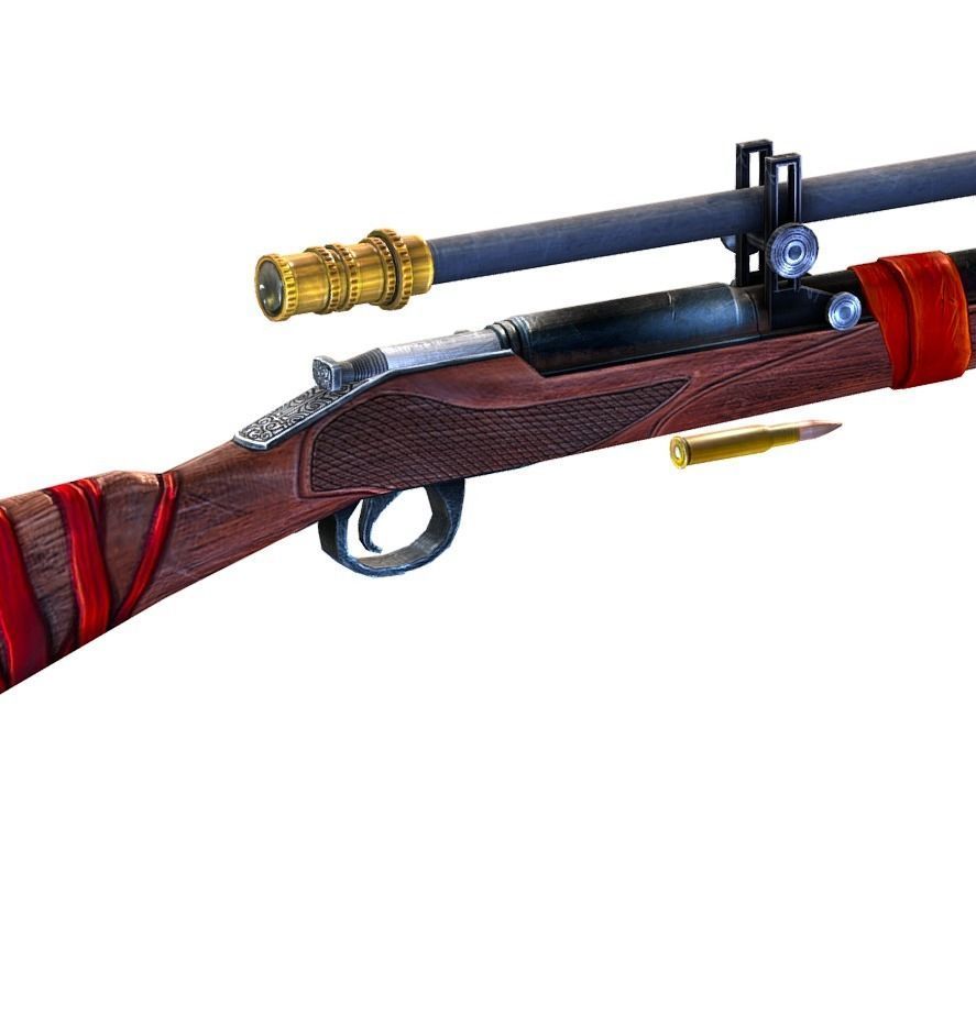 High-precision Sniper Rifle 1 3D Model Low-poly 3D model_2