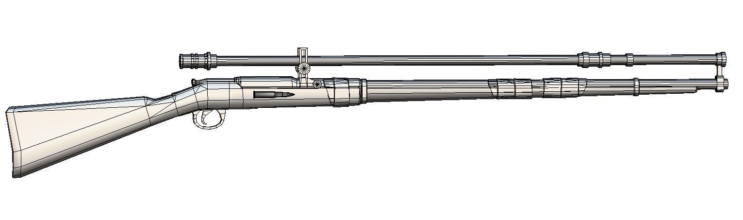 High-precision Sniper Rifle 1 3D Model Low-poly 3D model_3
