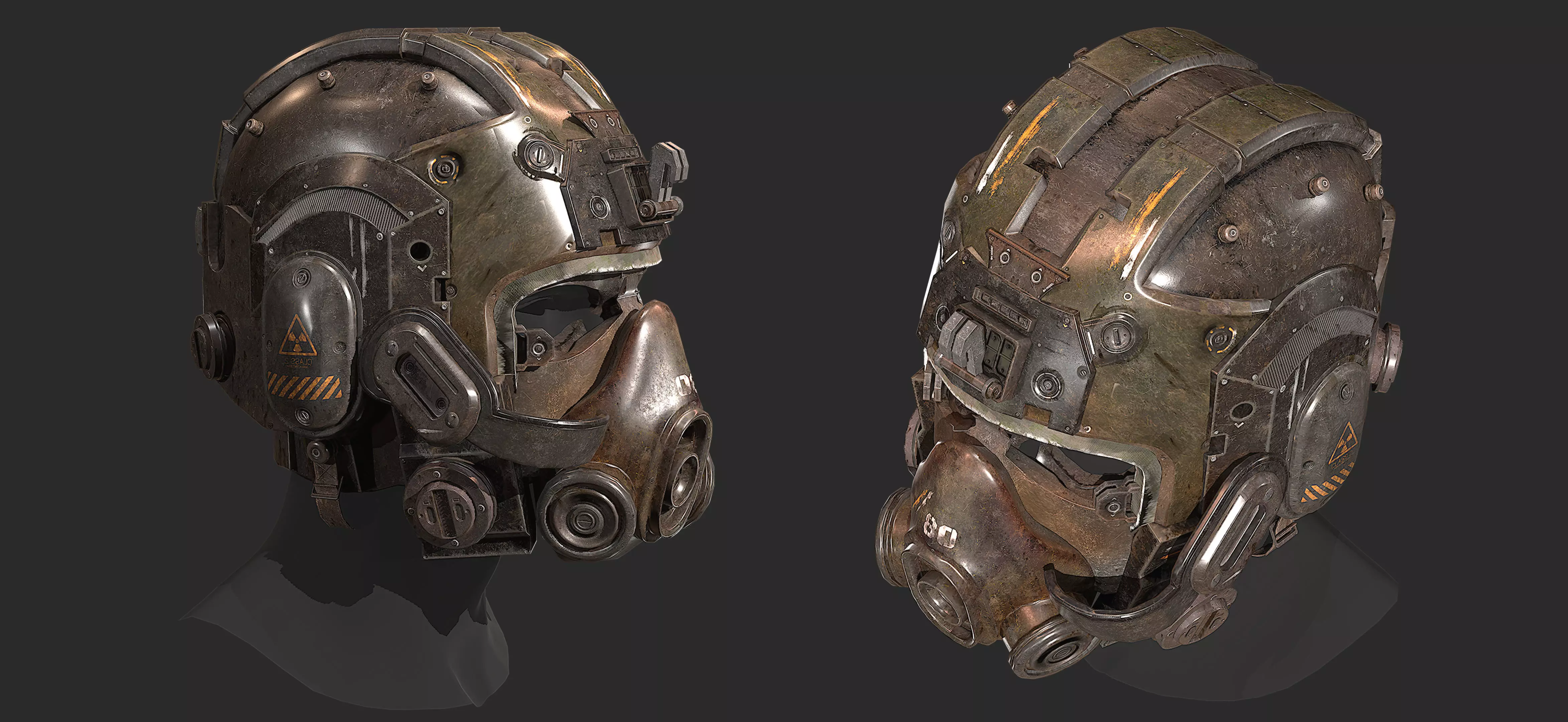 PBR Game Ready Post-Apocalyptic Helmet 3D Model Low-poly 3D model_3