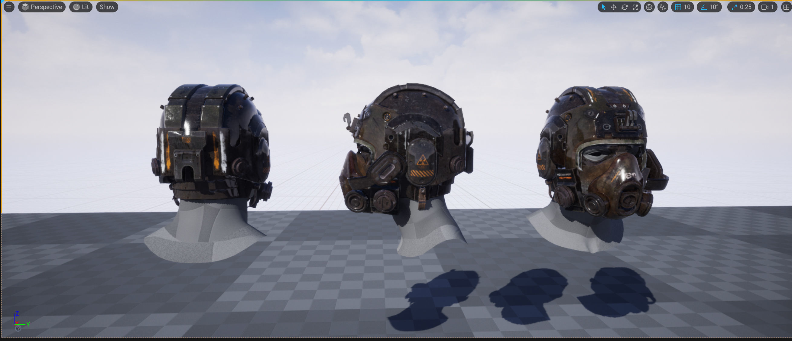 PBR Game Ready Post-Apocalyptic Helmet 3D Model Low-poly 3D model_5