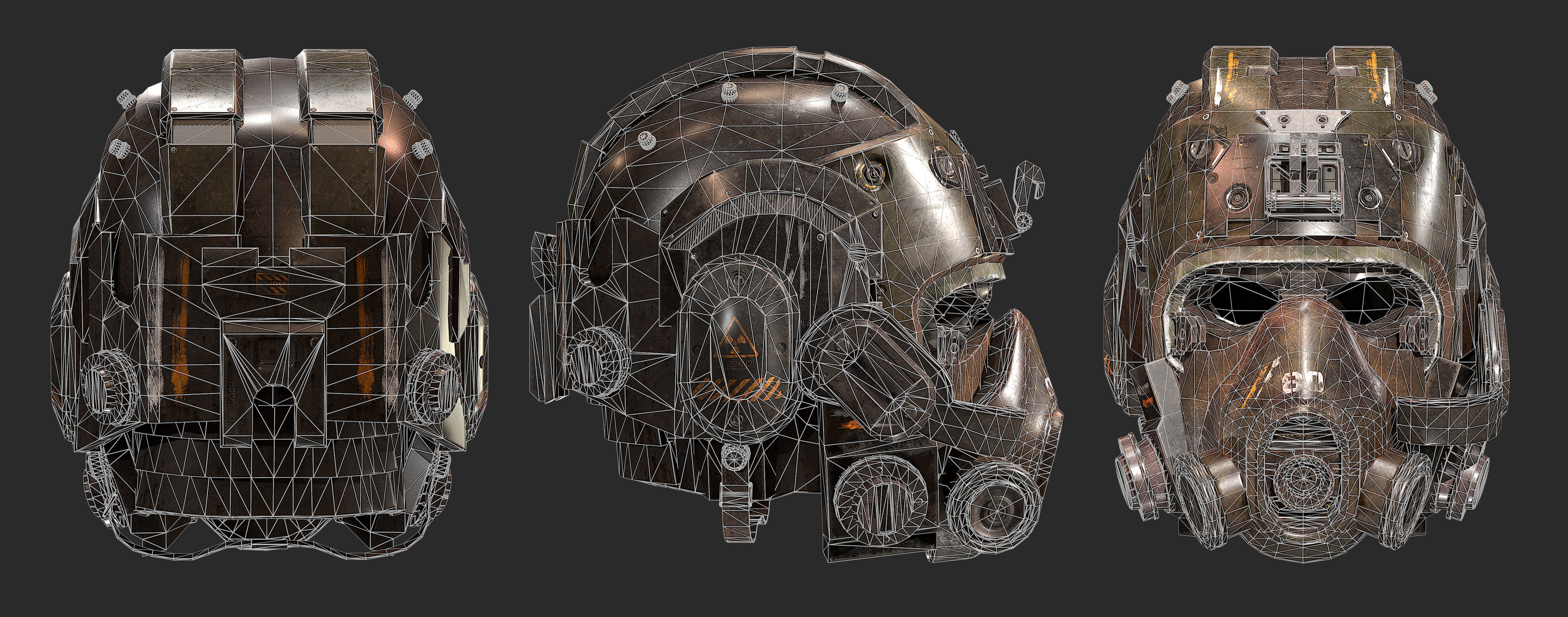 PBR Game Ready Post-Apocalyptic Helmet 3D Model Low-poly 3D model_4