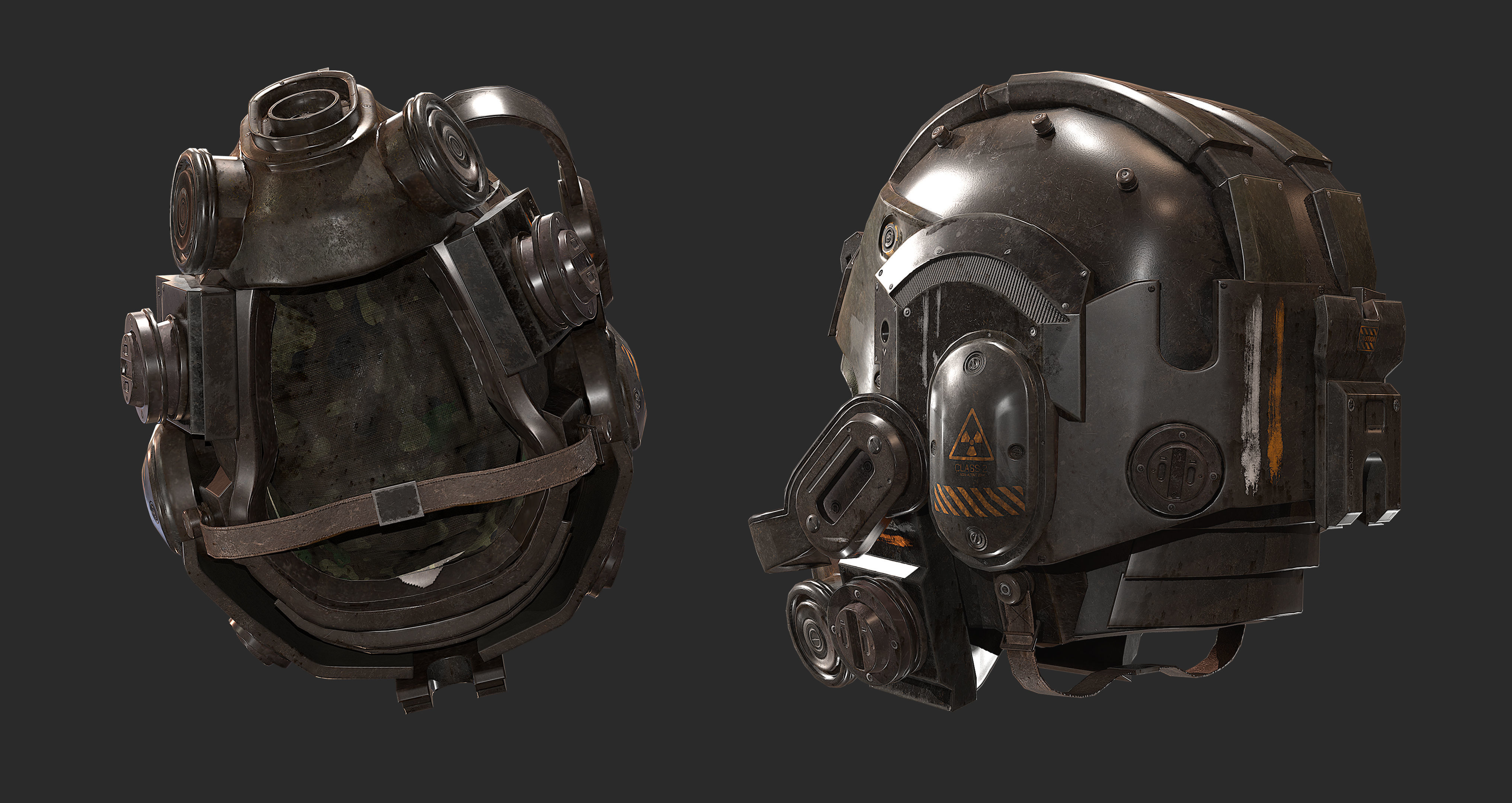 PBR Game Ready Post-Apocalyptic Helmet 3D Model Low-poly 3D model_2