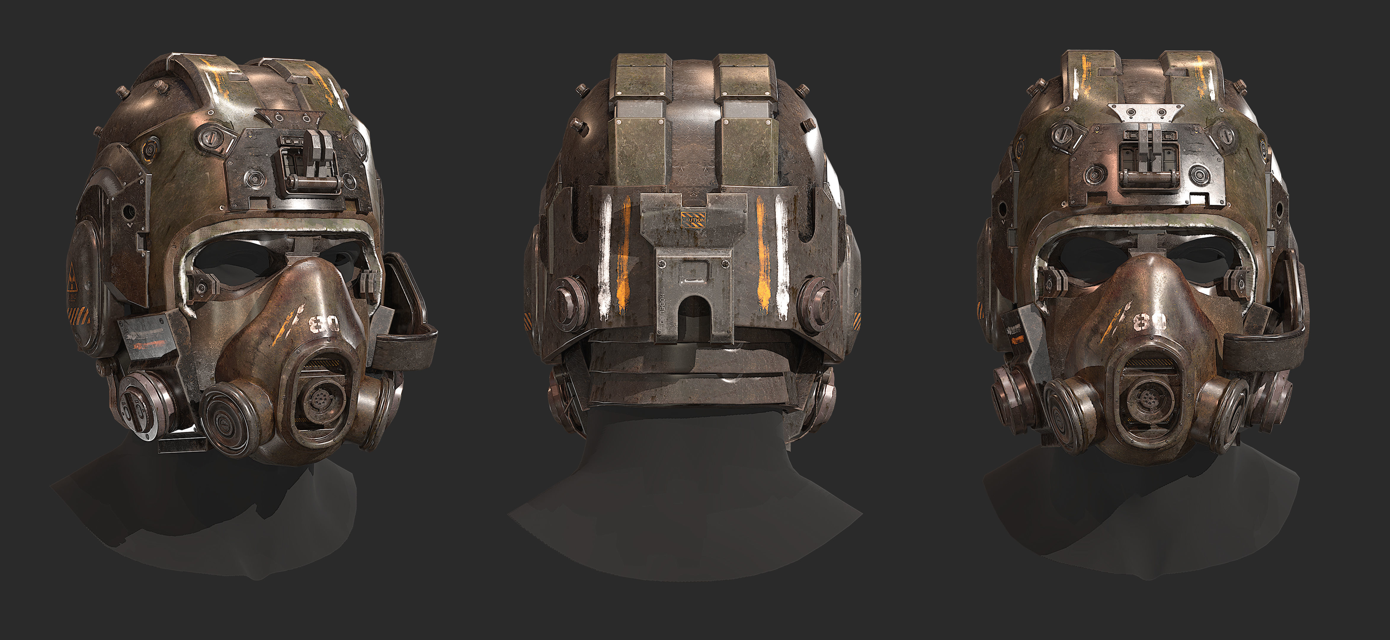 PBR Game Ready Post-Apocalyptic Helmet 3D Model Low-poly 3D model_0