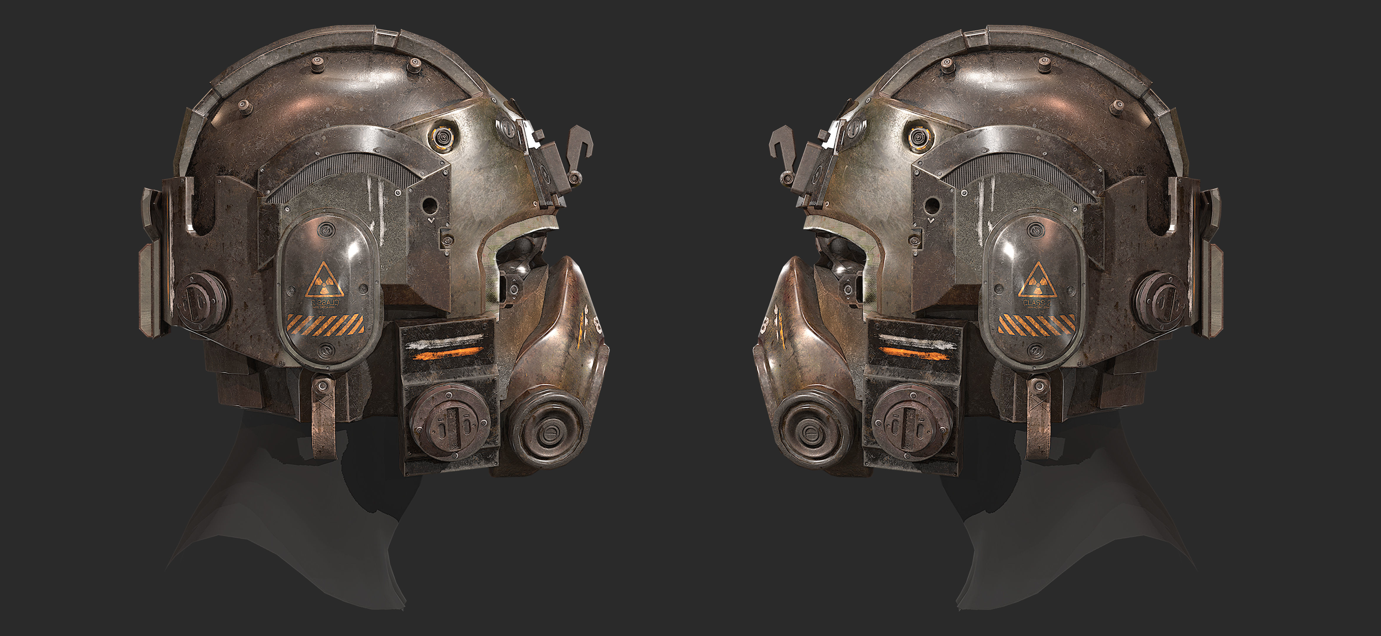 PBR Game Ready Post-Apocalyptic Helmet 3D Model Low-poly 3D model_1