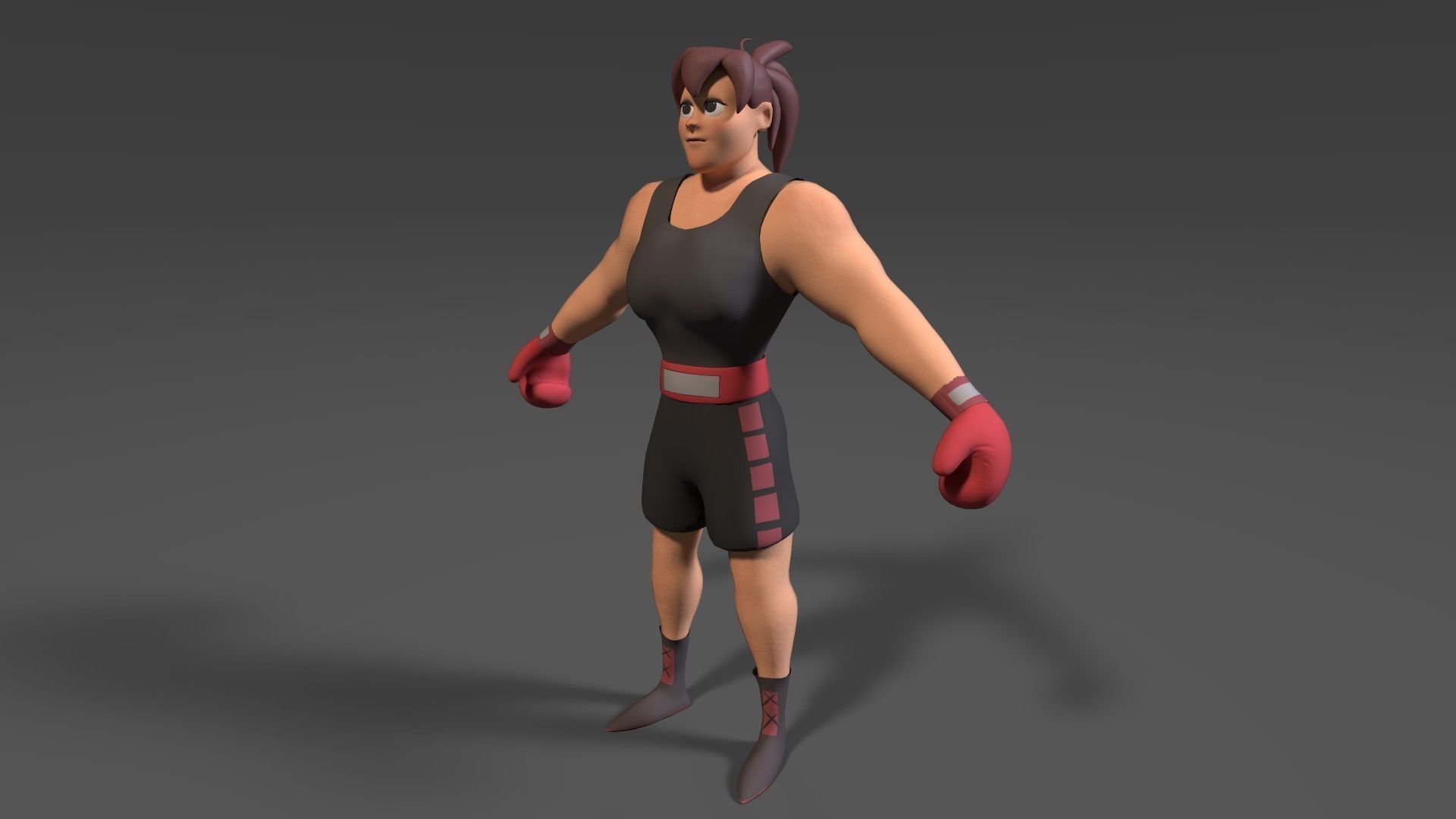 3D low poly character woman in boxing gear 3D print model_2