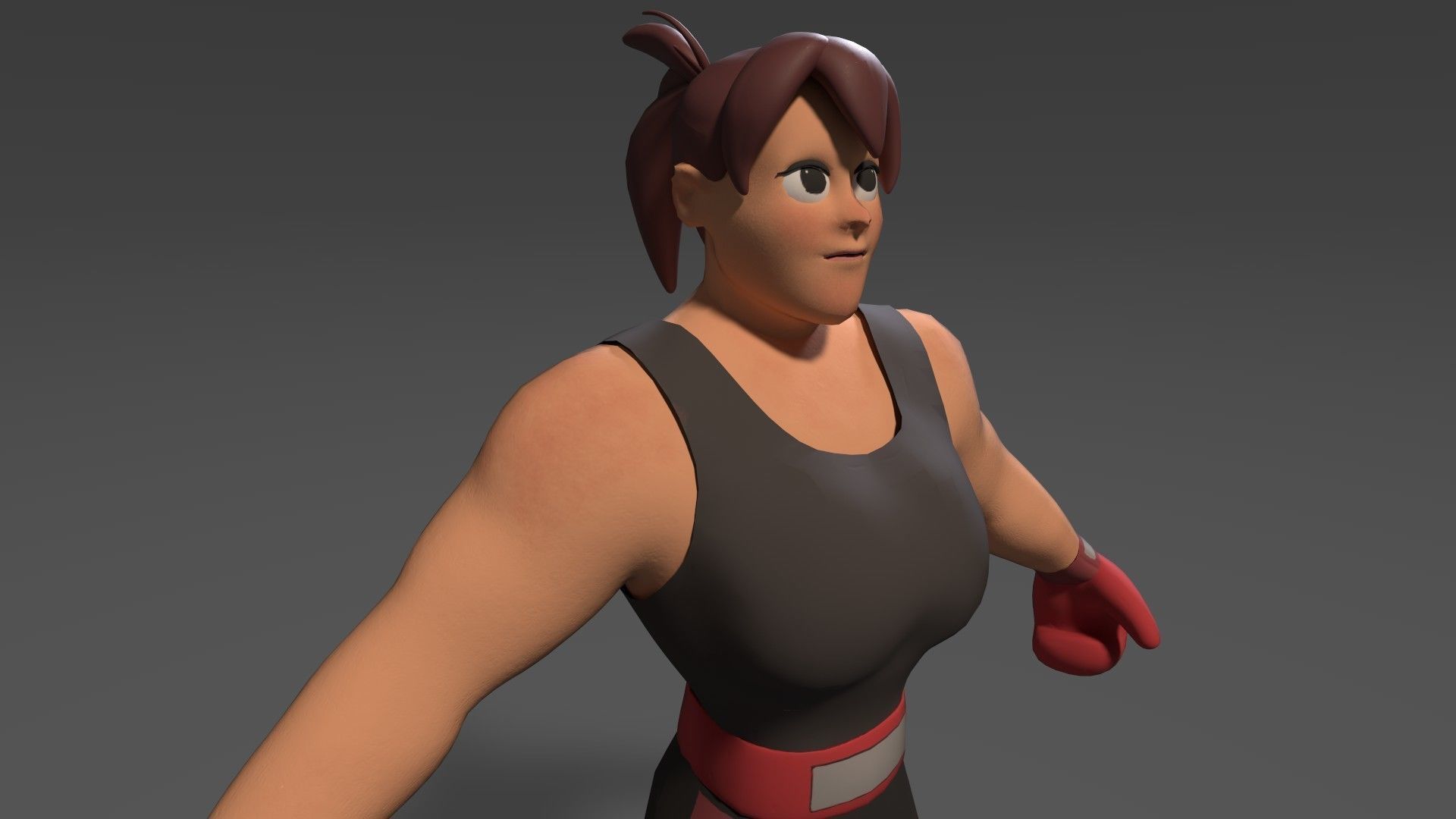 3D low poly character woman in boxing gear 3D print model_1