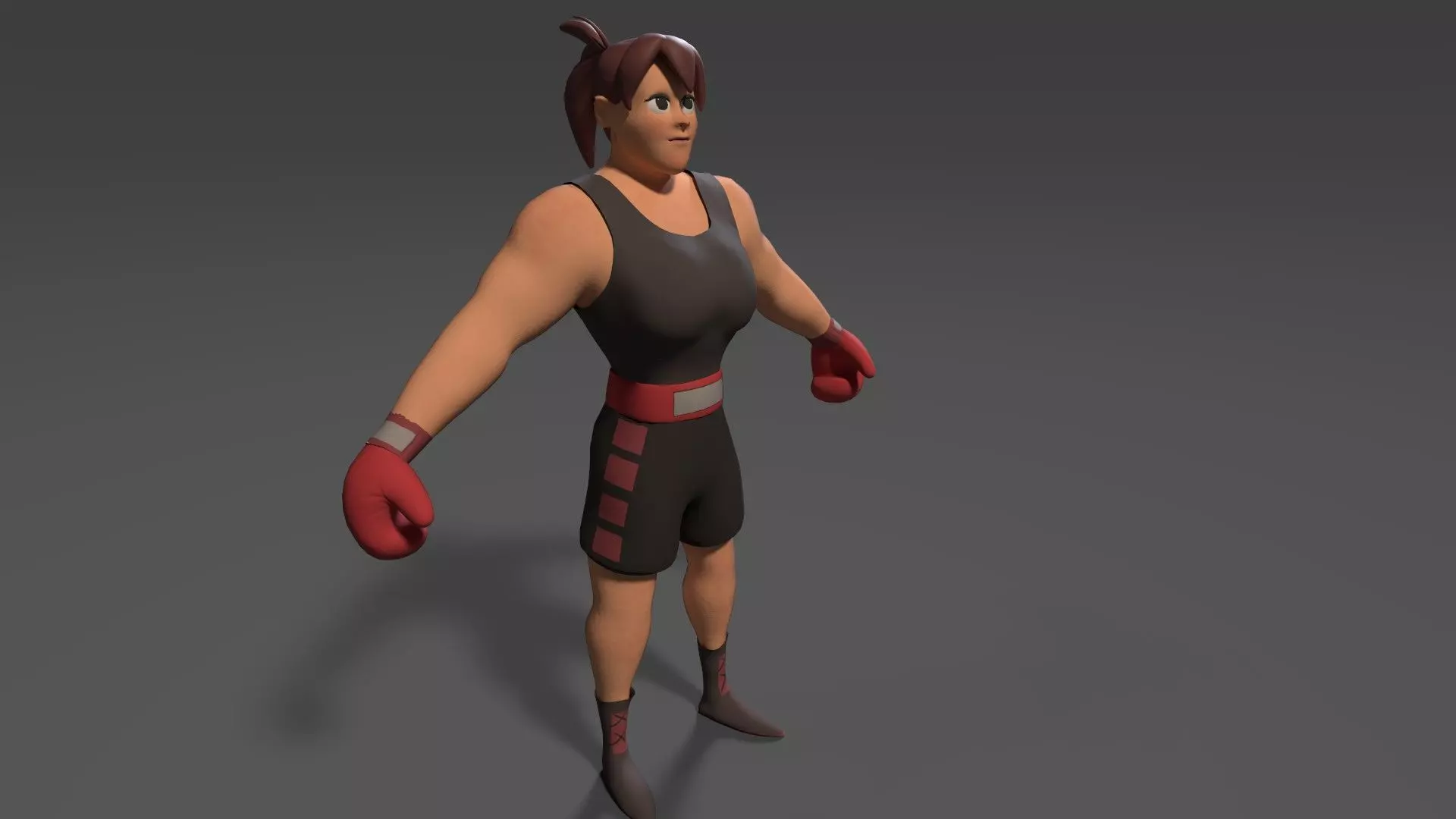 3D low poly character woman in boxing gear 3D print model_0