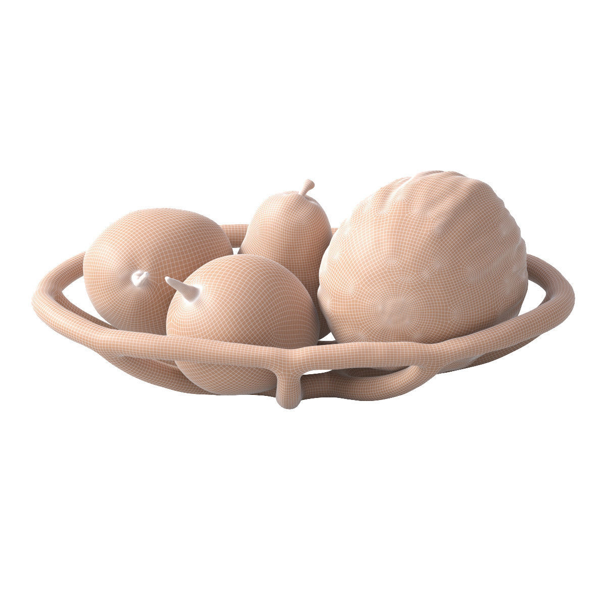 Nested bowl with pears mango and melon 3D model_12