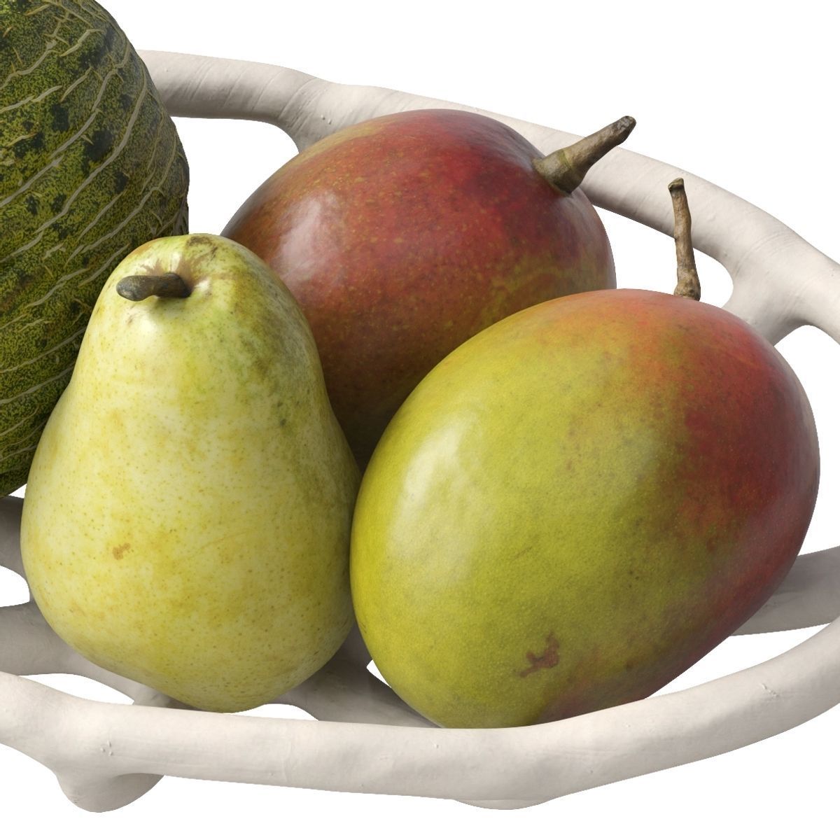Nested bowl with pears mango and melon 3D model_4