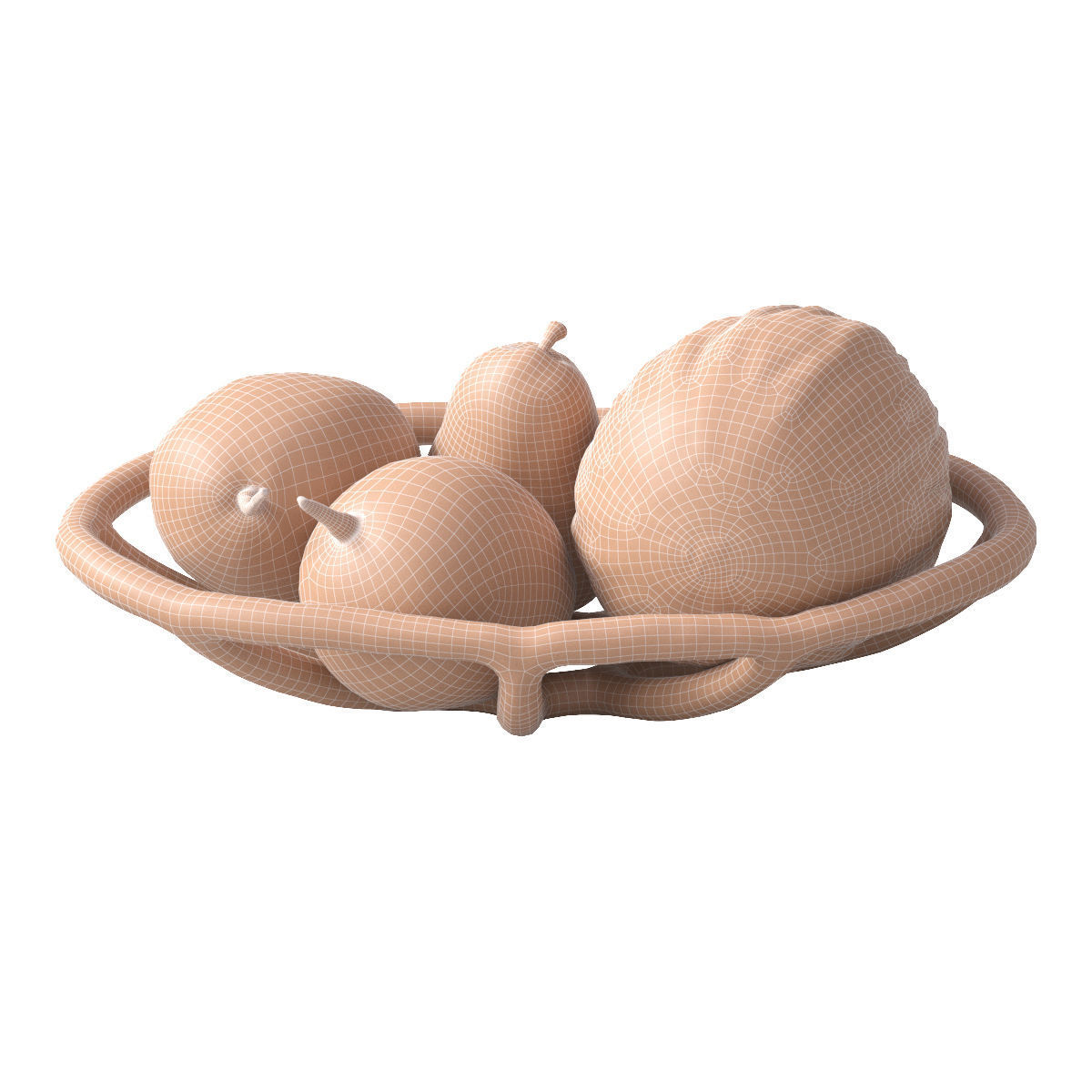 Nested bowl with pears mango and melon 3D model_11