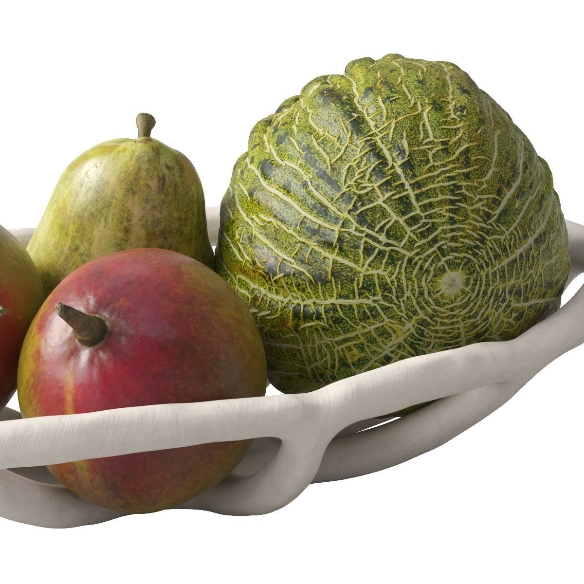 Nested bowl with pears mango and melon 3D model_3