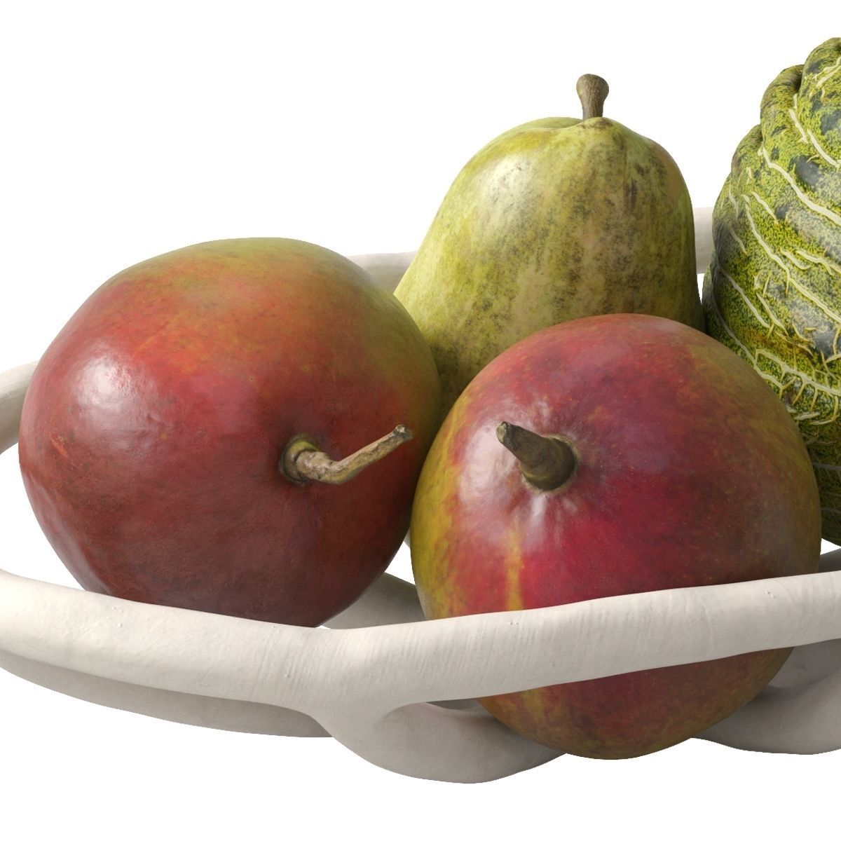 Nested bowl with pears mango and melon 3D model_2