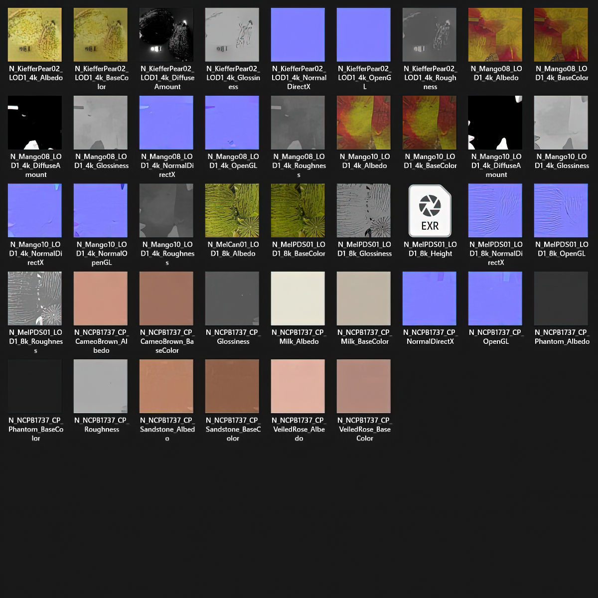 Nested bowl with pears mango and melon 3D model_18