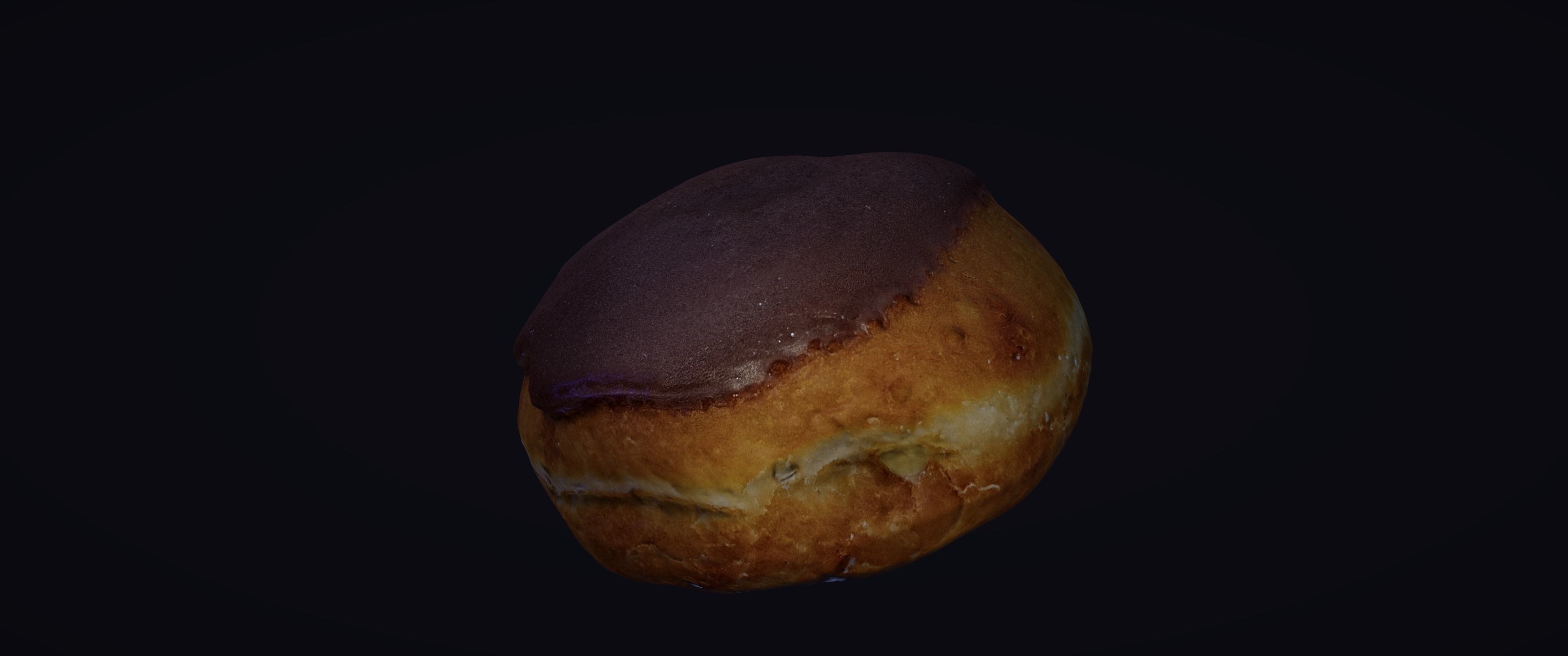 8k Cream Filled Doughnut - 4 Levels of Detail Low-poly 3D model_9