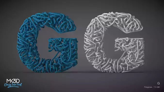 Crazy tube font - G 3D model