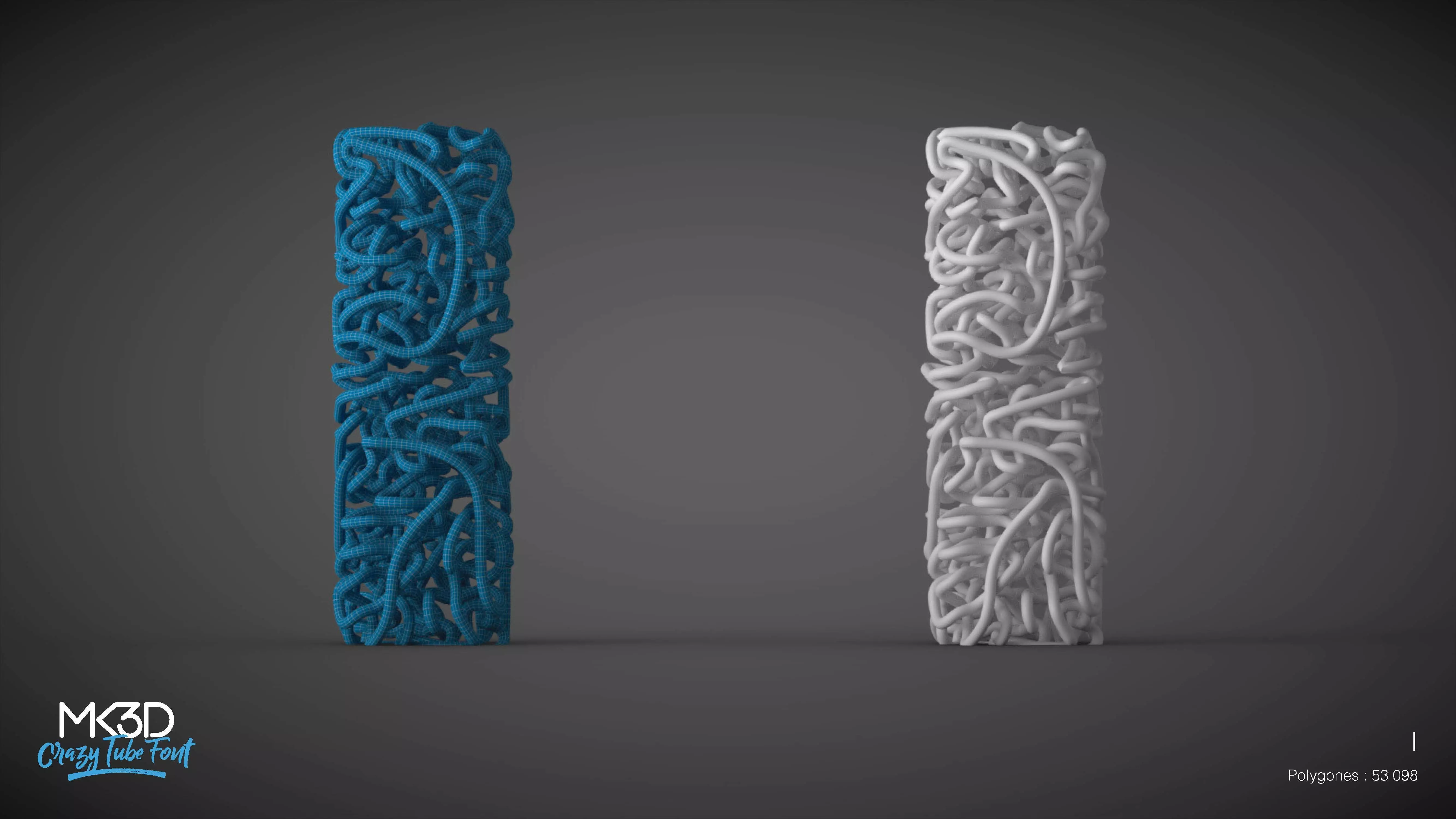 Crazy tube font - I 3D model_0