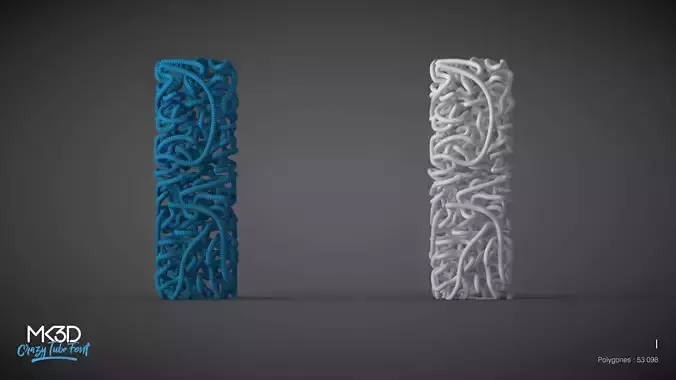 Crazy tube font - I 3D model