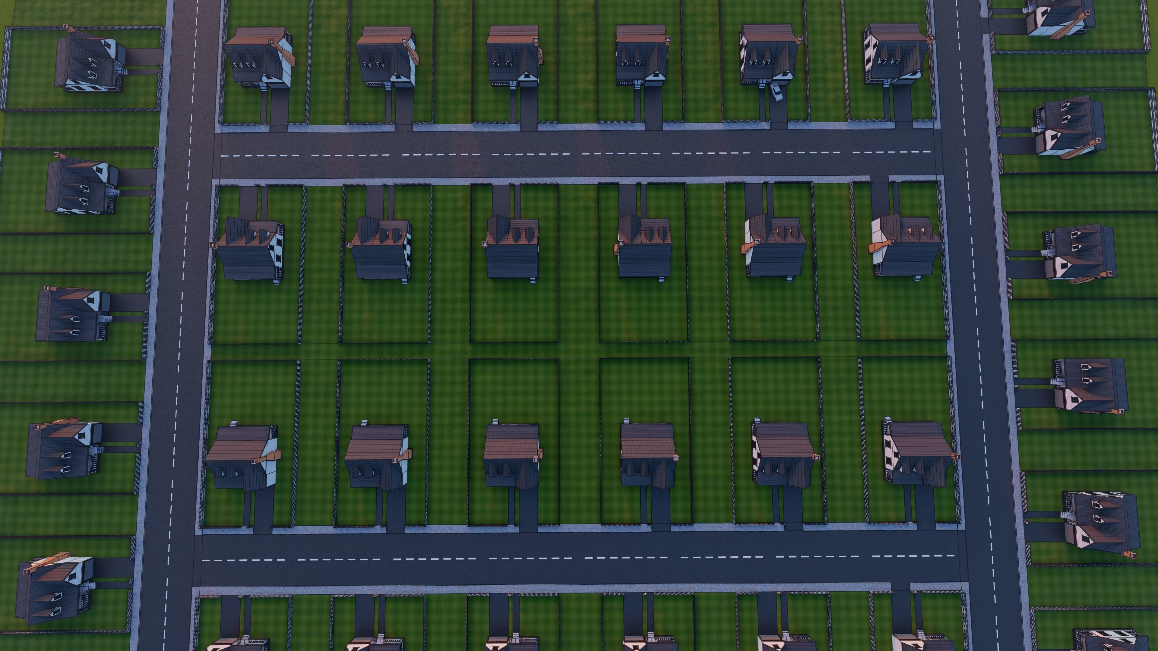 3D Neighborhood Model 7 residential at sunset 3D model_3