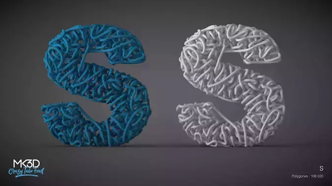 Crazy tube font - S 3D model