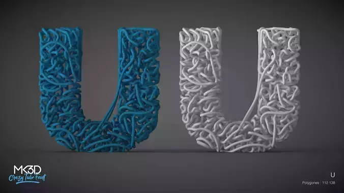 Crazy tube font - U