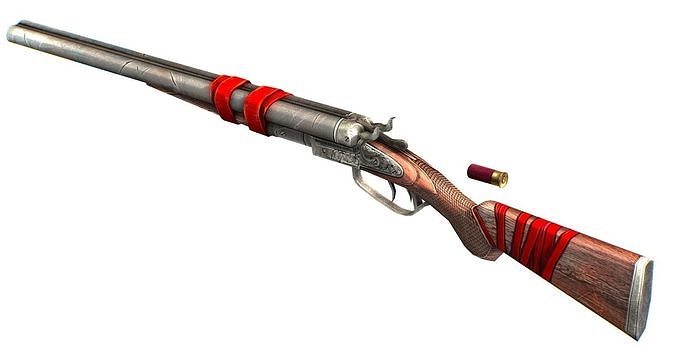 Double Barrel Shotgun 1 Low-poly 3D model