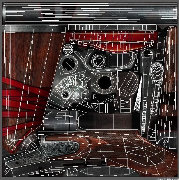 Double Barrel Shotgun 1 Low-poly 3D model_5