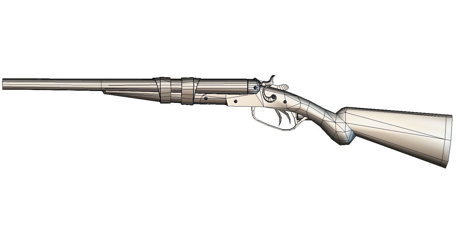 Double Barrel Shotgun 1 Low-poly 3D model_1