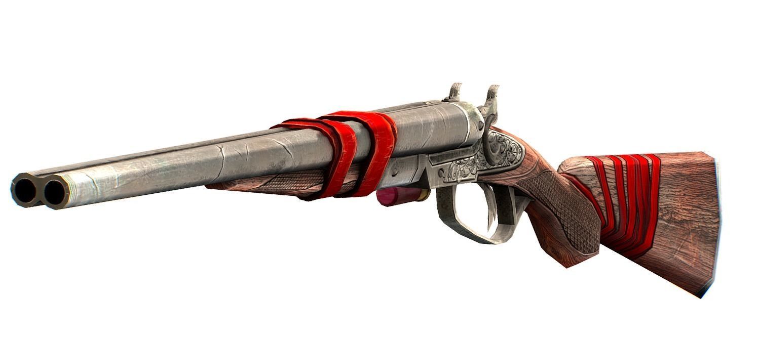 Double Barrel Shotgun 1 Low-poly 3D model_3
