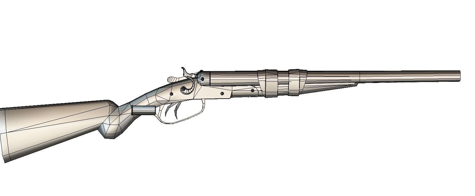 Double Barrel Shotgun 1 Low-poly 3D model_2