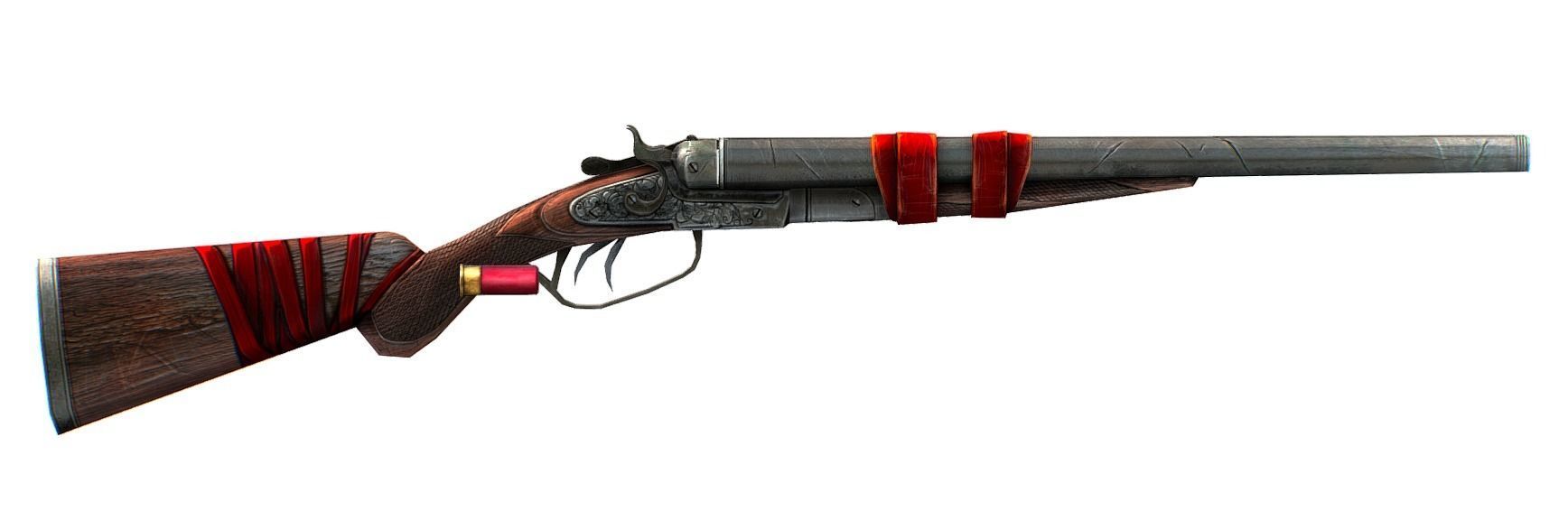 Double Barrel Shotgun 1 Low-poly 3D model_4