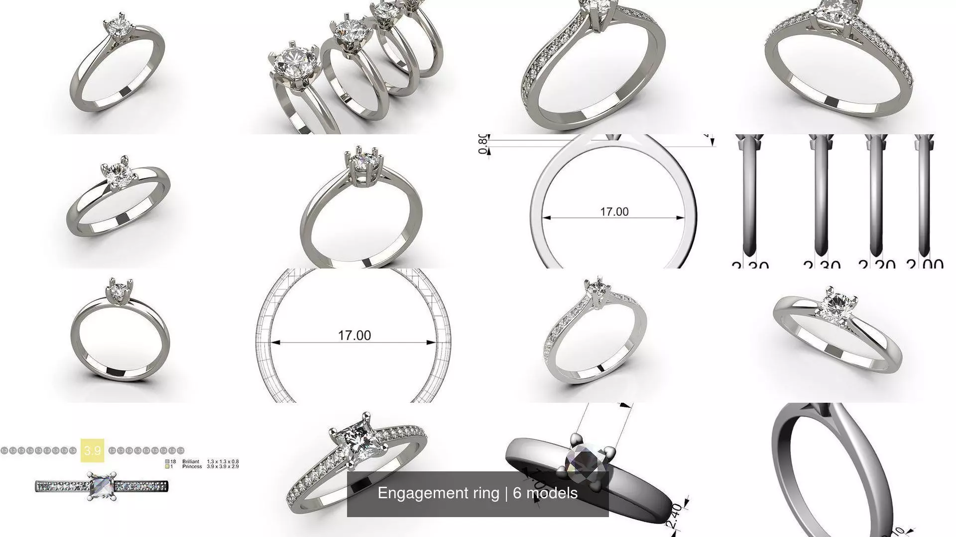 Engagement ring 3D Model Collection_0