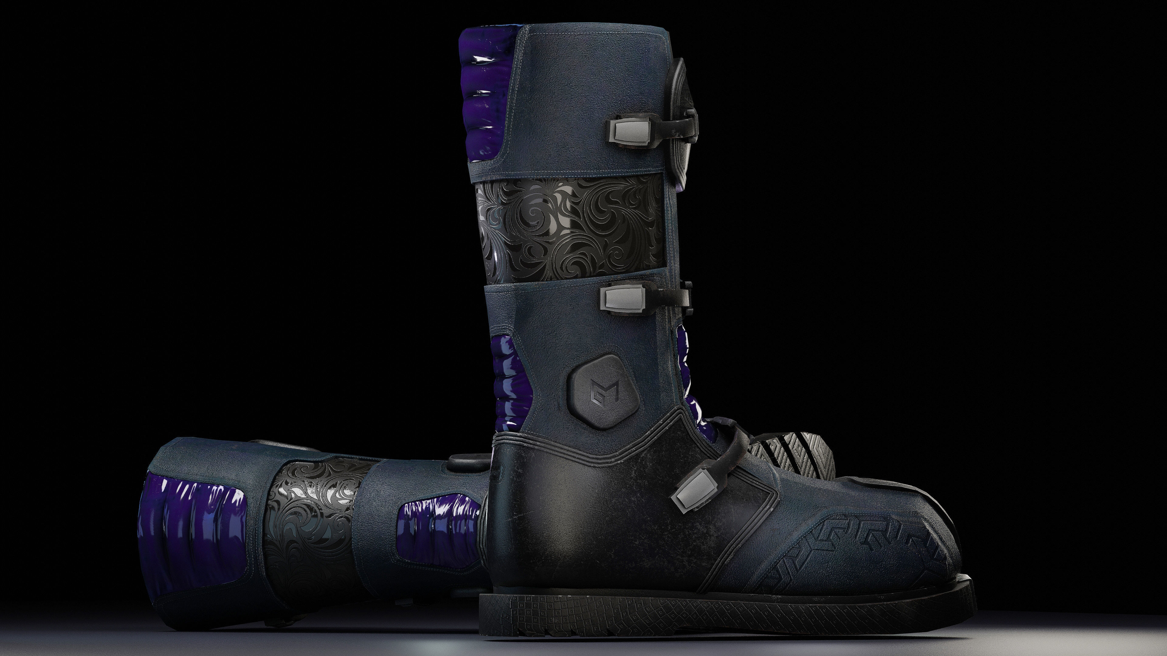 Motorcycle Boots Low-poly 3D model_3