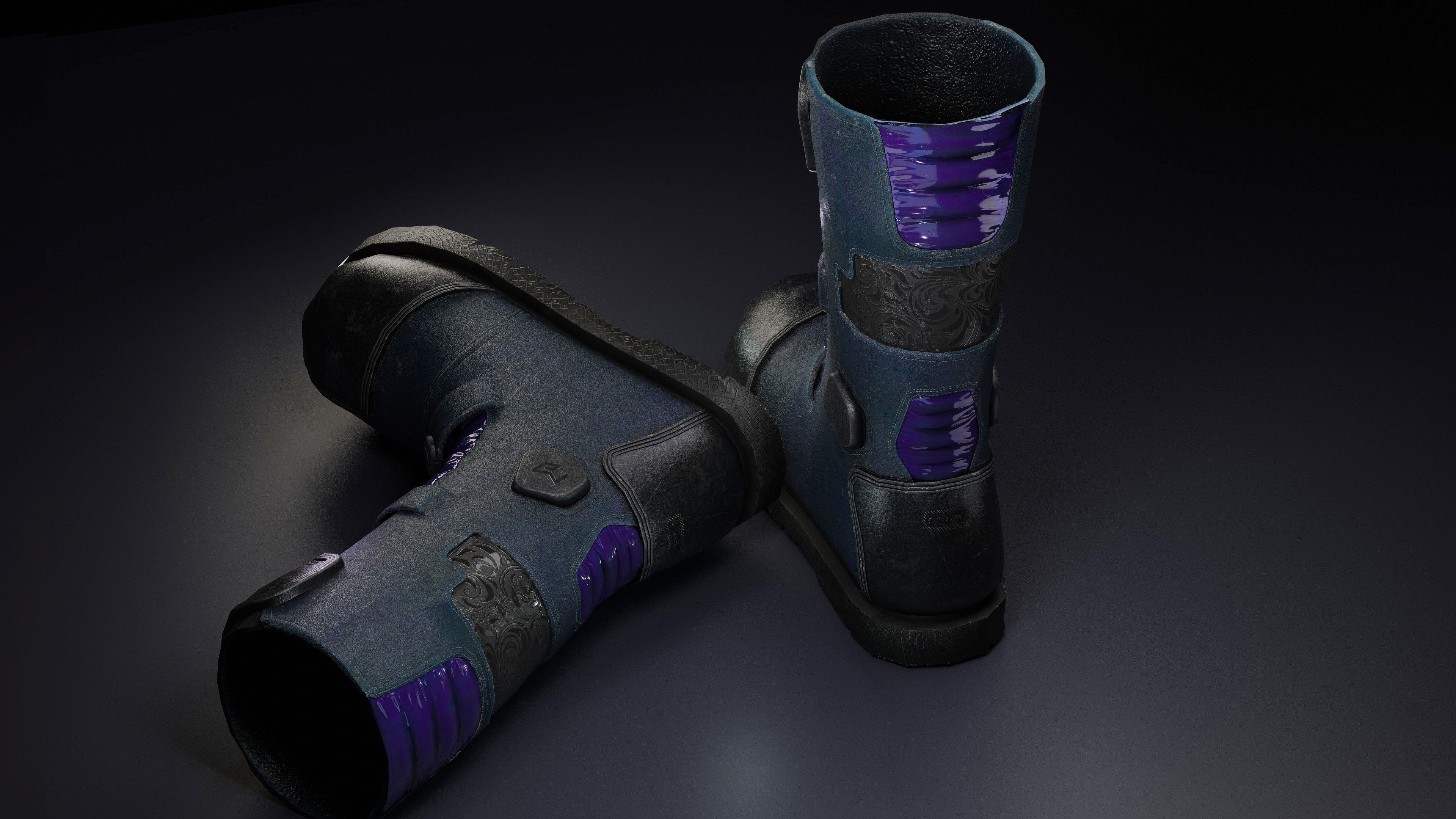Motorcycle Boots Low-poly 3D model_2