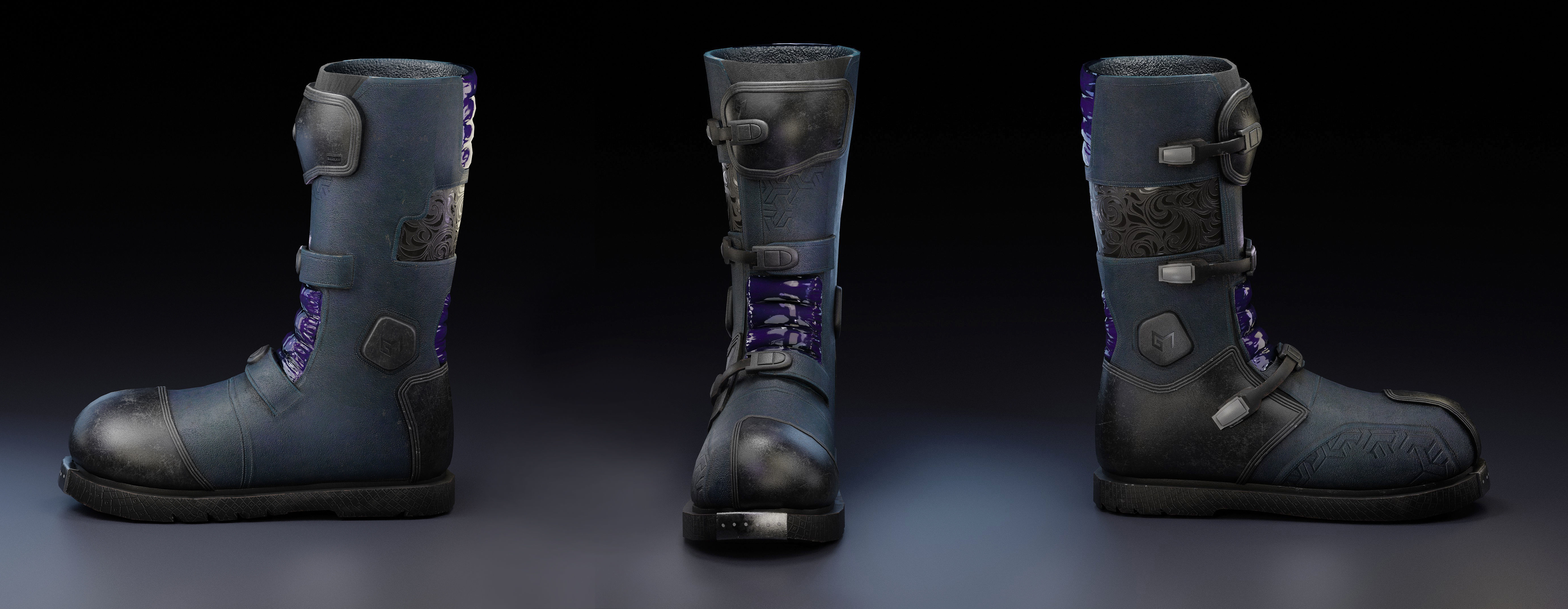 Motorcycle Boots Low-poly 3D model_4