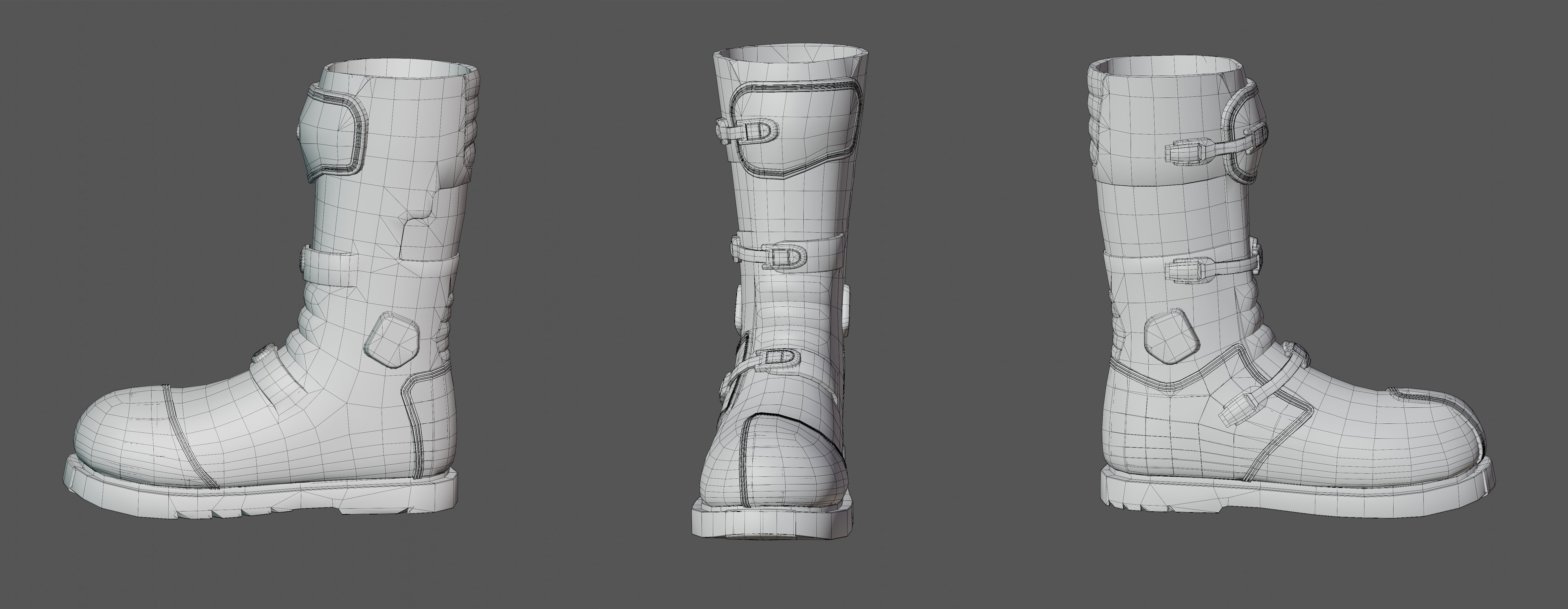 Motorcycle Boots Low-poly 3D model_5