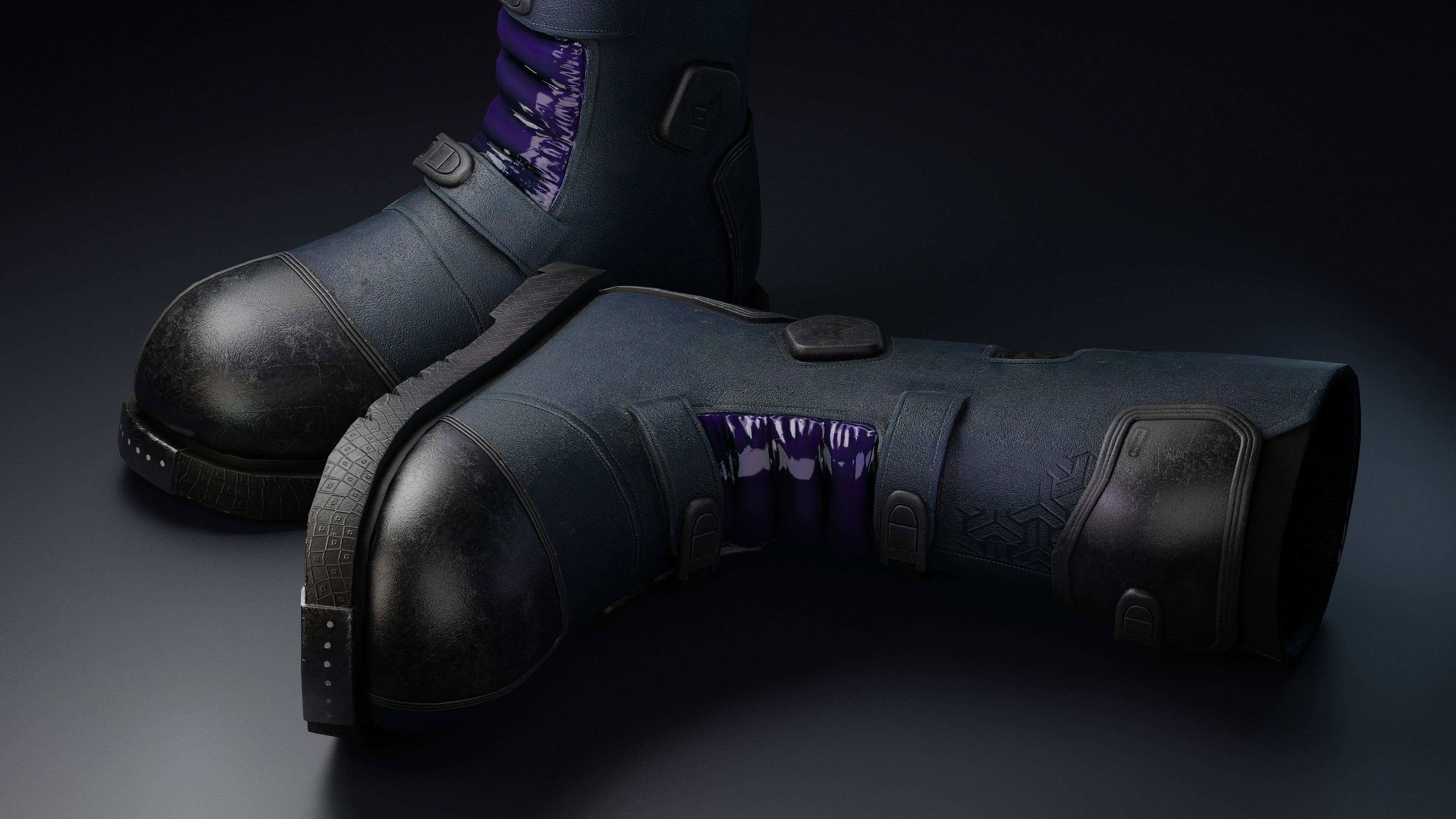 Motorcycle Boots Low-poly 3D model_1
