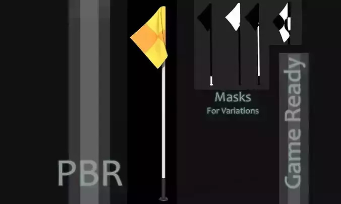 Checker Corner Flag Low-poly 3D model