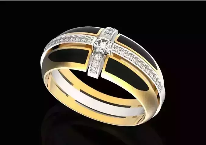 man ring  with enamel and diamonds 601 3D print model