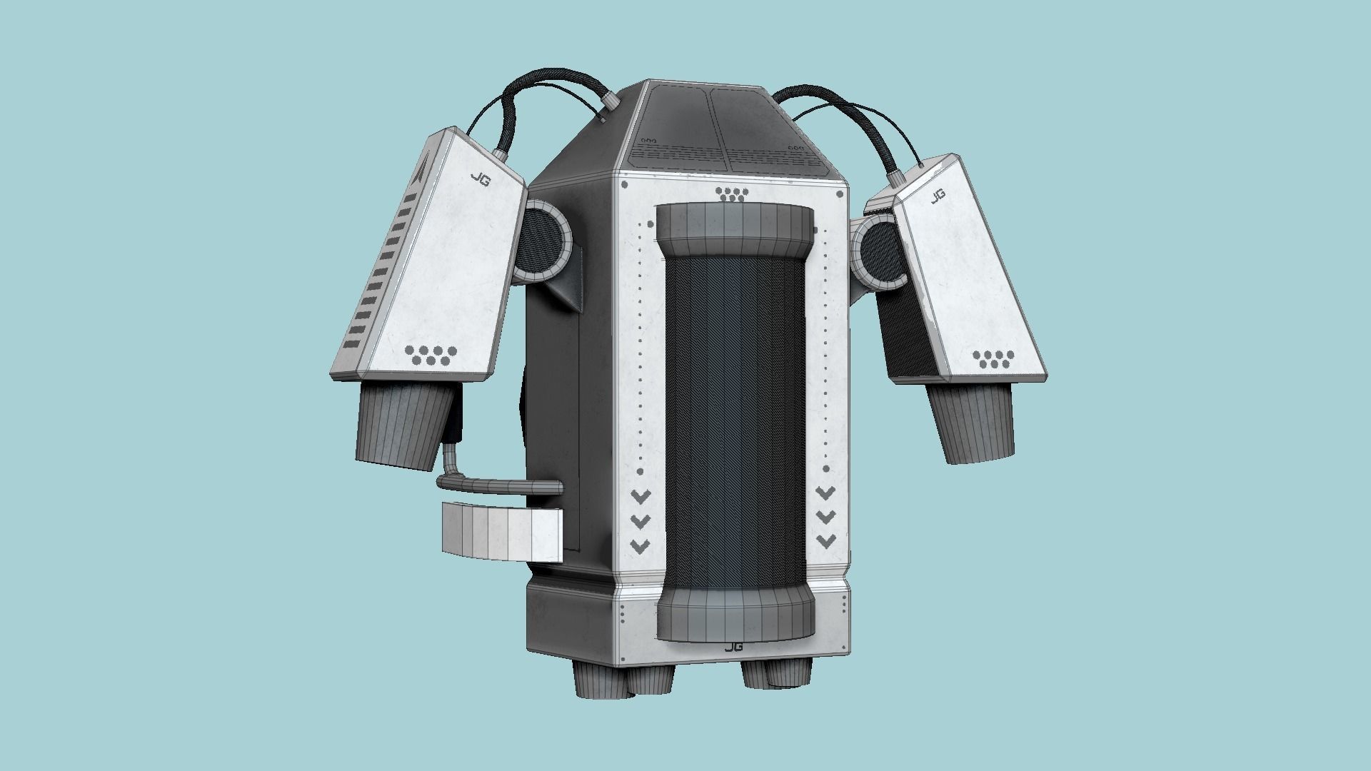Jetpack G08 Light Steel - SciFi Character Design Low-poly 3D model_6